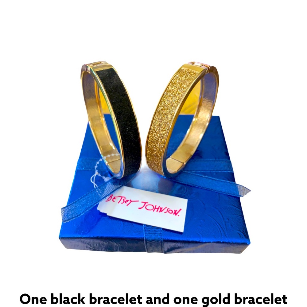 Betsey Johnson Black & Gold Sparkly Bracelets